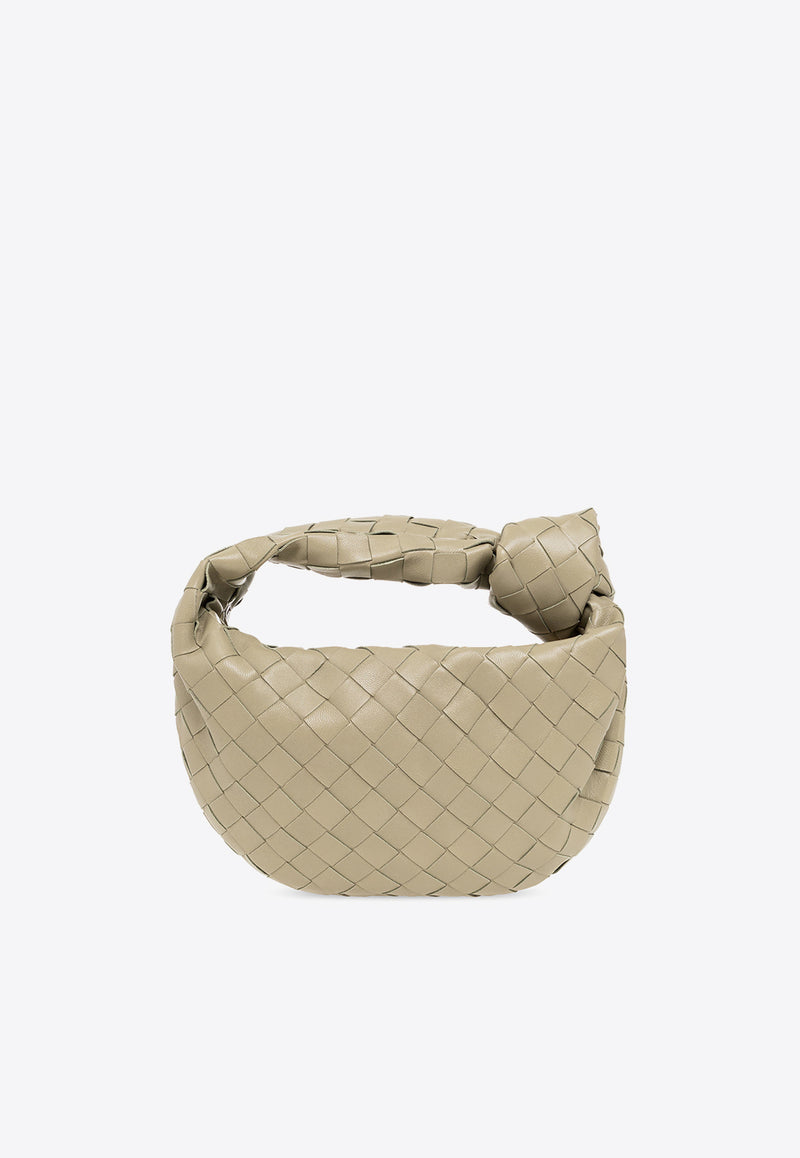 Bottega Veneta Mini Jodie Top Handle Bag in Intrecciato Leather Travertine 651876 VCPP5-2916