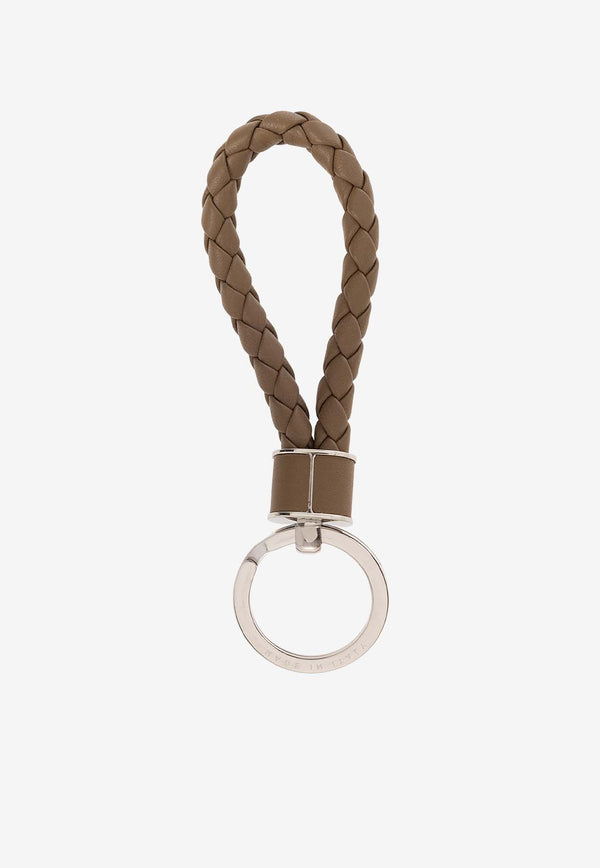 Bottega Veneta Intreccio Leather Key Ring Argil 709727 VMAY1-2521