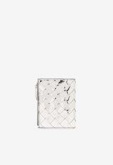 Bottega Veneta Small Intrecciato Bi-Fold Zip Wallet Silver 742330 V3QM5-8101