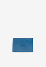 Bottega Veneta Cassette Intreccio Leather Cardholder Deep Pacific 748052 VBWD3-4424