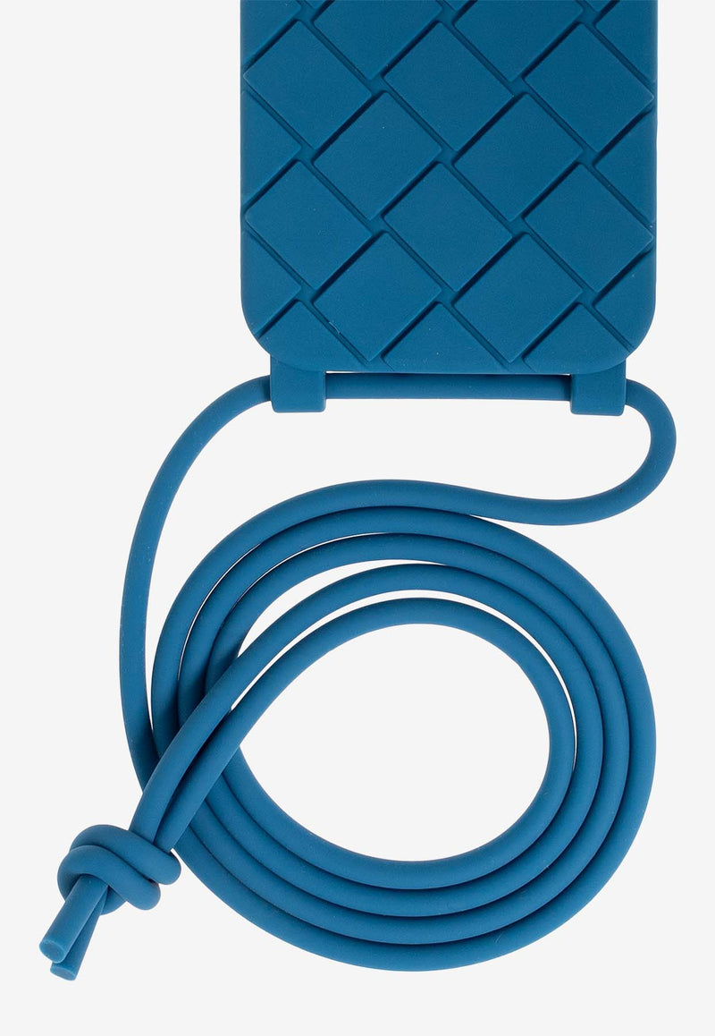 Bottega Veneta iPhone 14 Pro Intrecciato Case with Strap Deep Pacific 733830 V0EY0-4231