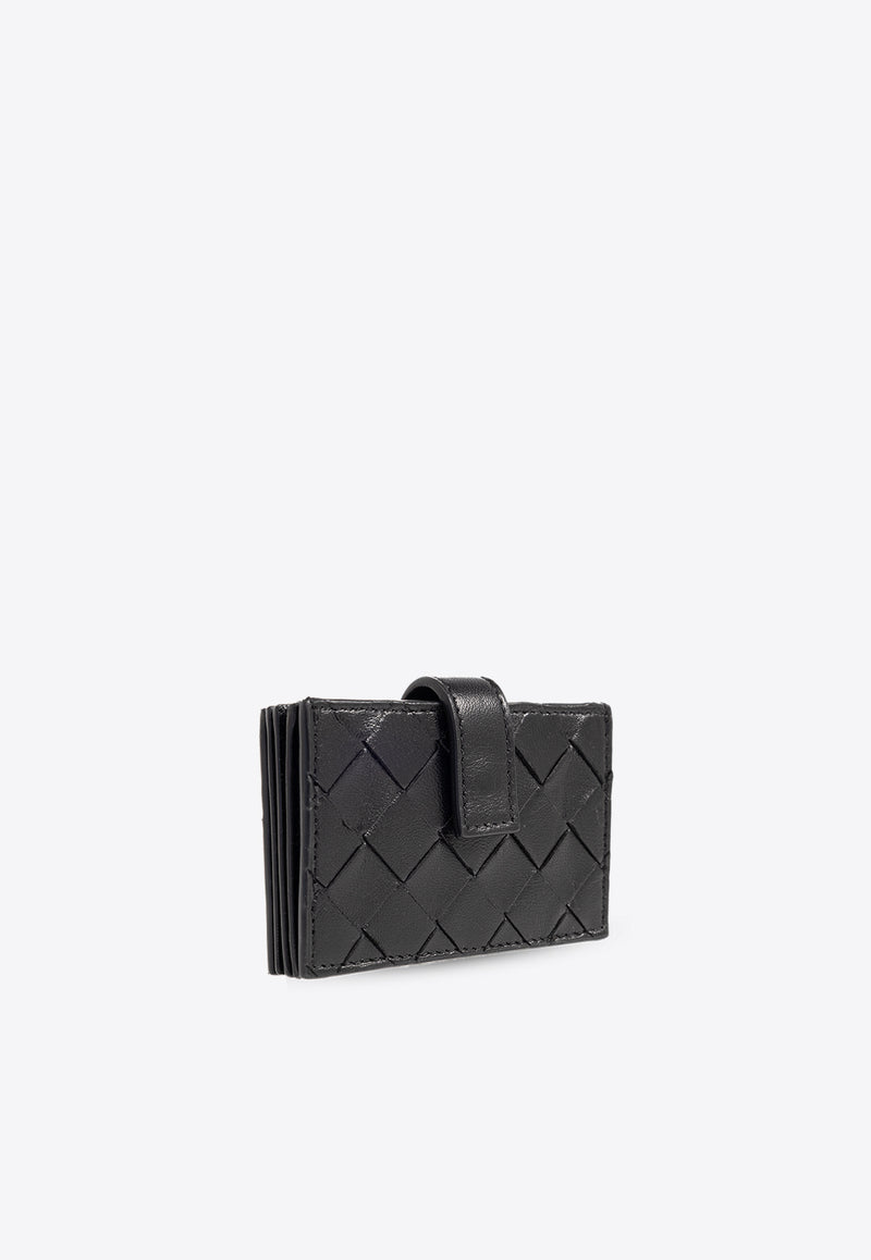 Bottega Veneta Intrecciato Leather Accordion Cardholder Black 776626 VCPP3-8425