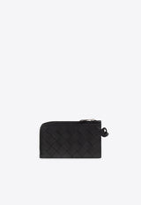 Bottega Veneta Intrecciato L-Zippered Cardholder Black 775544 VCPQ3-8803