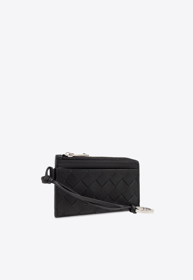 Bottega Veneta Intrecciato L-Zippered Cardholder Black 775544 VCPQ3-8803