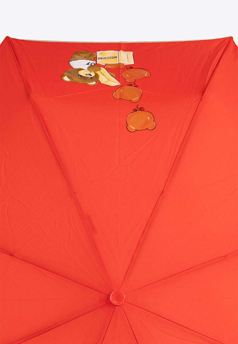 Moschino Teddy Bear Handle Compact Umbrella Red 8431 OPENCLOSEC-RED