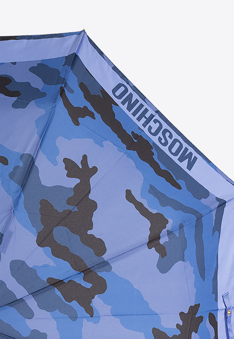 Moschino Camouflage Print Foldable Umbrella Blue 8893 OPENCLOSEF-BLUE