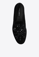 Dolce 
Gabbana Milano Rhinestone Embellished Loafers Black A50573 AN890-80999