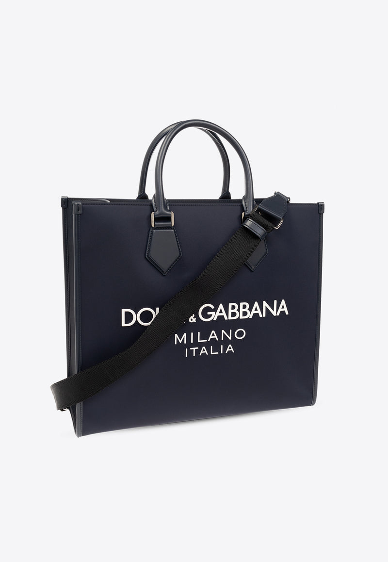 Dolce 
Gabbana Large Logo Print Top Handle Bag Navy BM2271 AG182-8C653