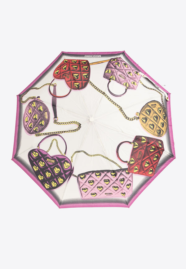 Moschino Bags Illustration Print Foldable Umbrella Multicolor 8987 OPENCLOSEI-CREAM