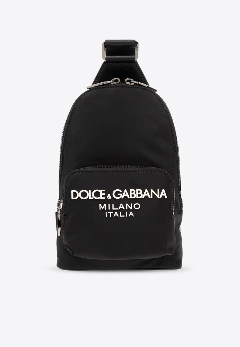 Dolce 
Gabbana One-Shoulder Logo Print Backpack Black BM2295 AG182-8B956