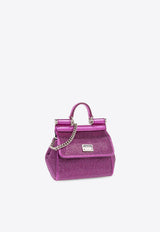 Dolce 
Gabbana Mini Sicily Crystal Embellished Top Handle Bag Fuchsia BB6494 AO917-8Z432