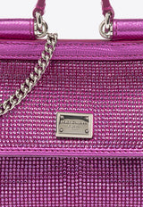 Dolce 
Gabbana Mini Sicily Crystal Embellished Top Handle Bag Fuchsia BB6494 AO917-8Z432