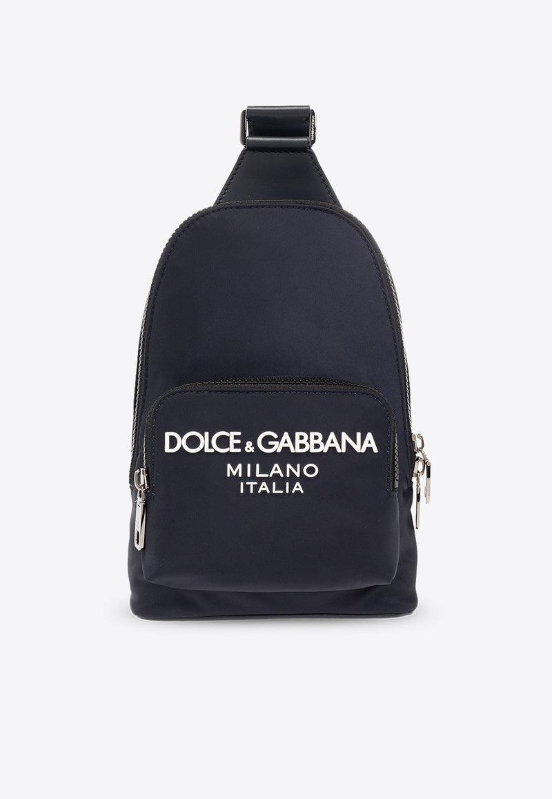 Dolce 
Gabbana One-Shoulder Logo Print Backpack Navy BM2295 AG182-8C653