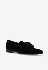 Jimmy Choo Foxley Tassel-Detail Velvet Loafers Black FOXLEY M VEL-BLACK