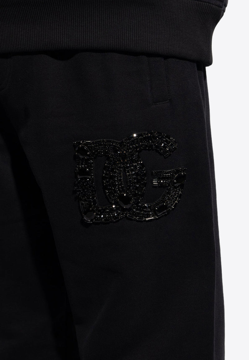 Dolce 
Gabbana Rhinestone DG Logo Track Pants Black GV2VHZ G7K4P-N0000