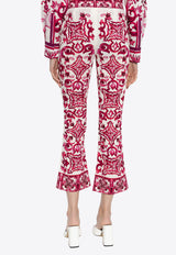 Dolce 
Gabbana Majolica Print Silk Cropped Pants Pink FTAG7T HPABP-HE3TN