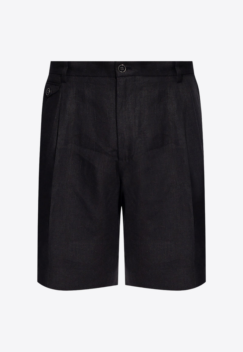 Dolce 
Gabbana Pleated Linen Shorts Black GW0MAT GG868-N0000