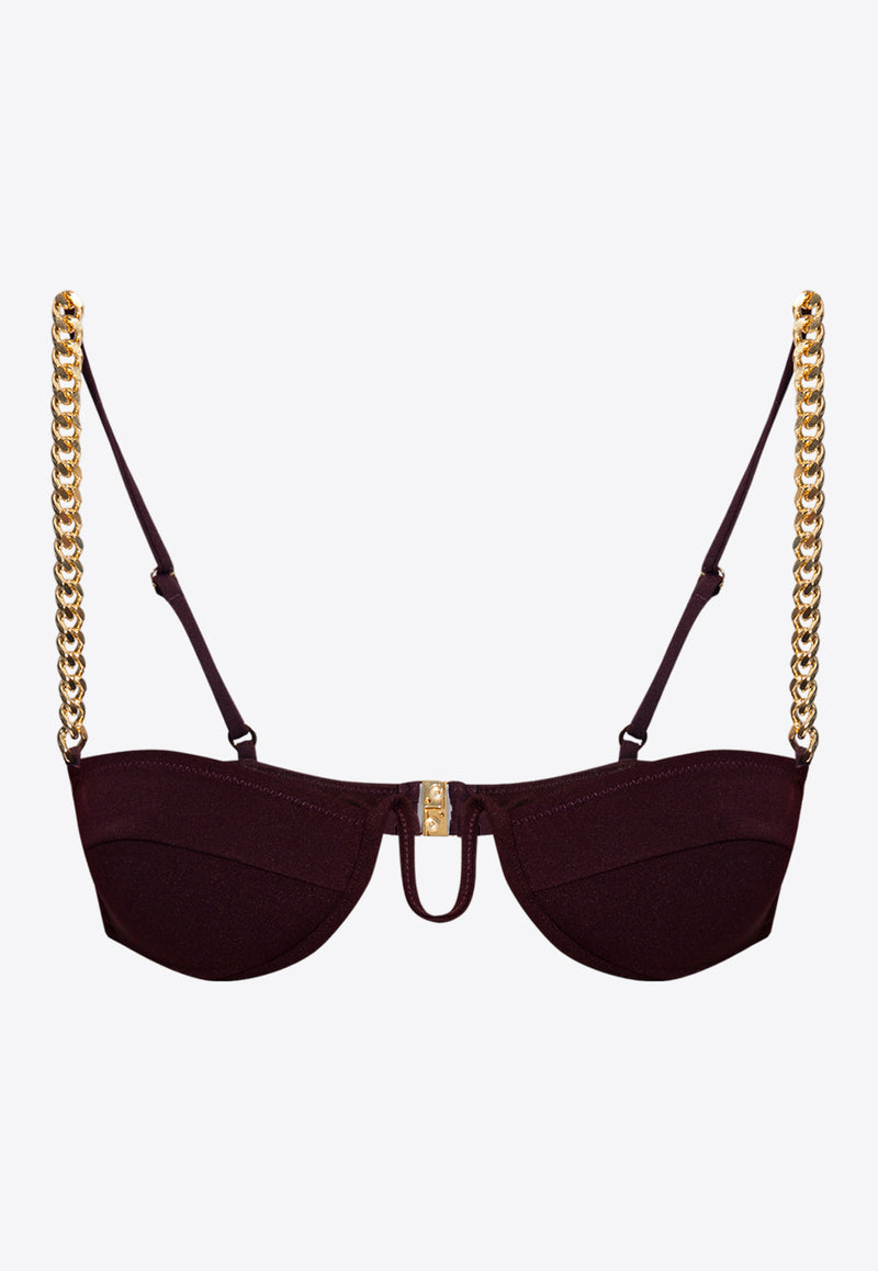 Stella McCartney Chain-Strap Bikini Top Bordeaux S7BX51990 0-601