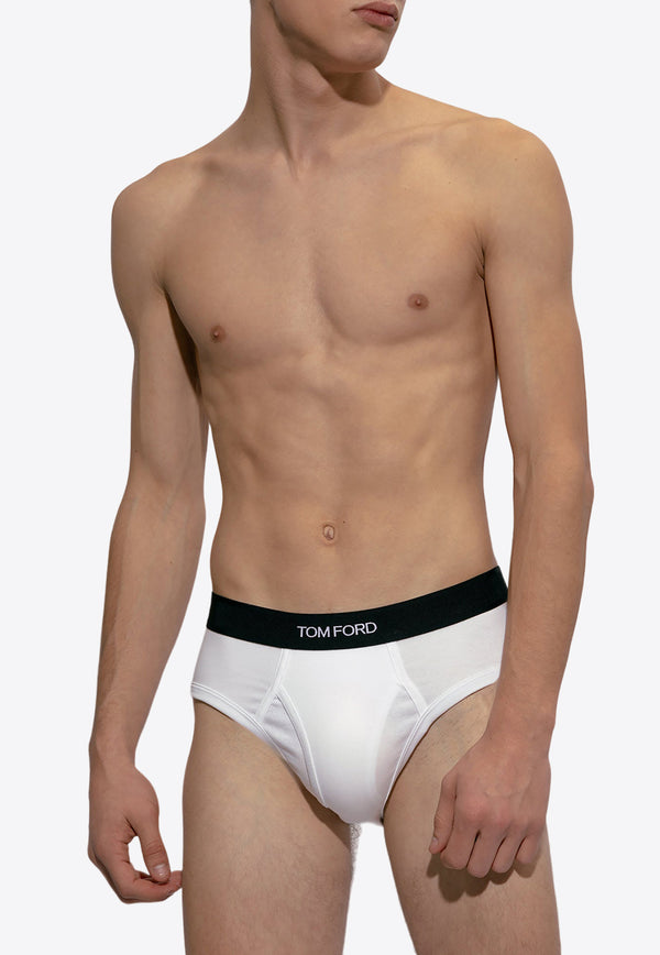 Tom Ford Logo Jacquard Stretch Briefs White T4LC11040 0-100