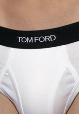 Tom Ford Logo Jacquard Stretch Briefs White T4LC11040 0-100