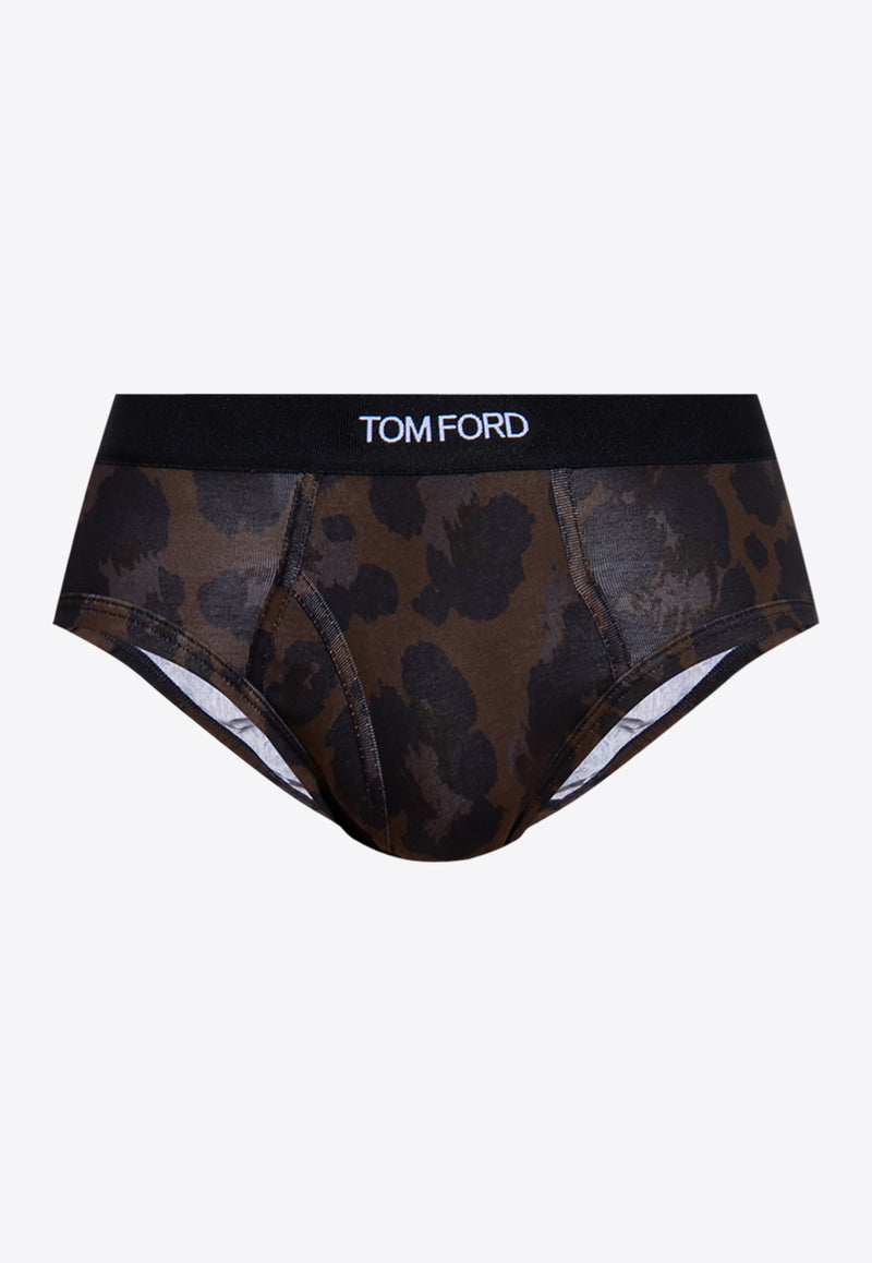 Tom Ford Leopard Print Stretch Briefs Brown T4LC11110 0-208