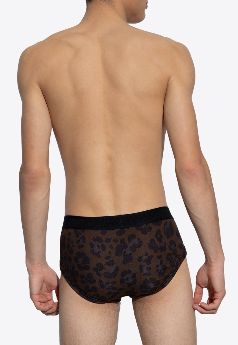 Tom Ford Leopard Print Stretch Briefs Brown T4LC11110 0-208