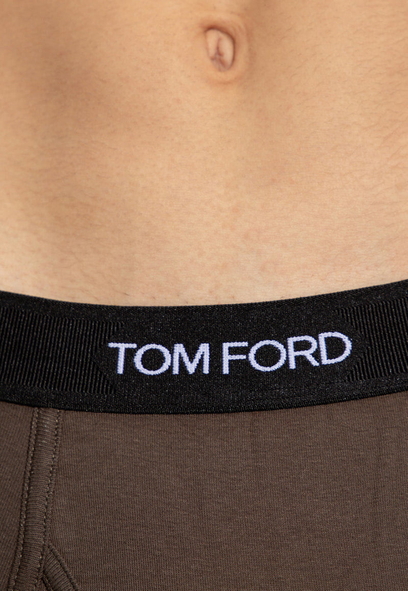 Tom Ford Logo Jacquard Boxer Briefs Khaki T4LC31040 0-302