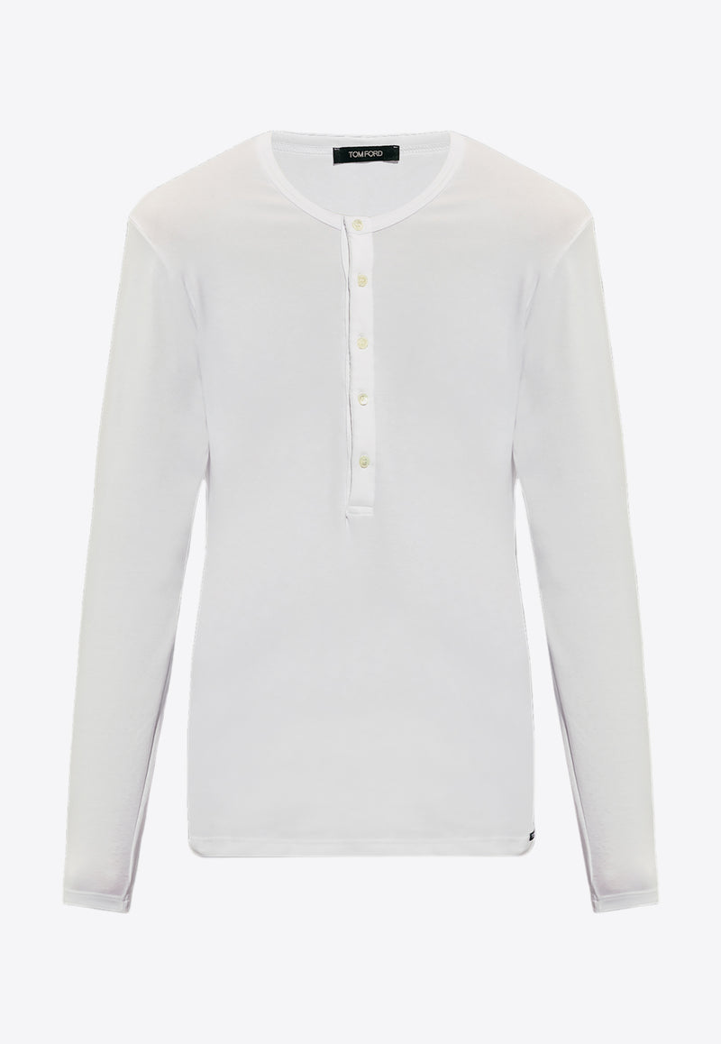 Tom Ford Henley Long-Sleeved T-shirt White T4M151040 0-100