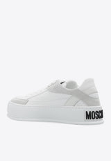 Moschino Logo-Embossed Leather Sneakers White MA15394G1I MFE-10A