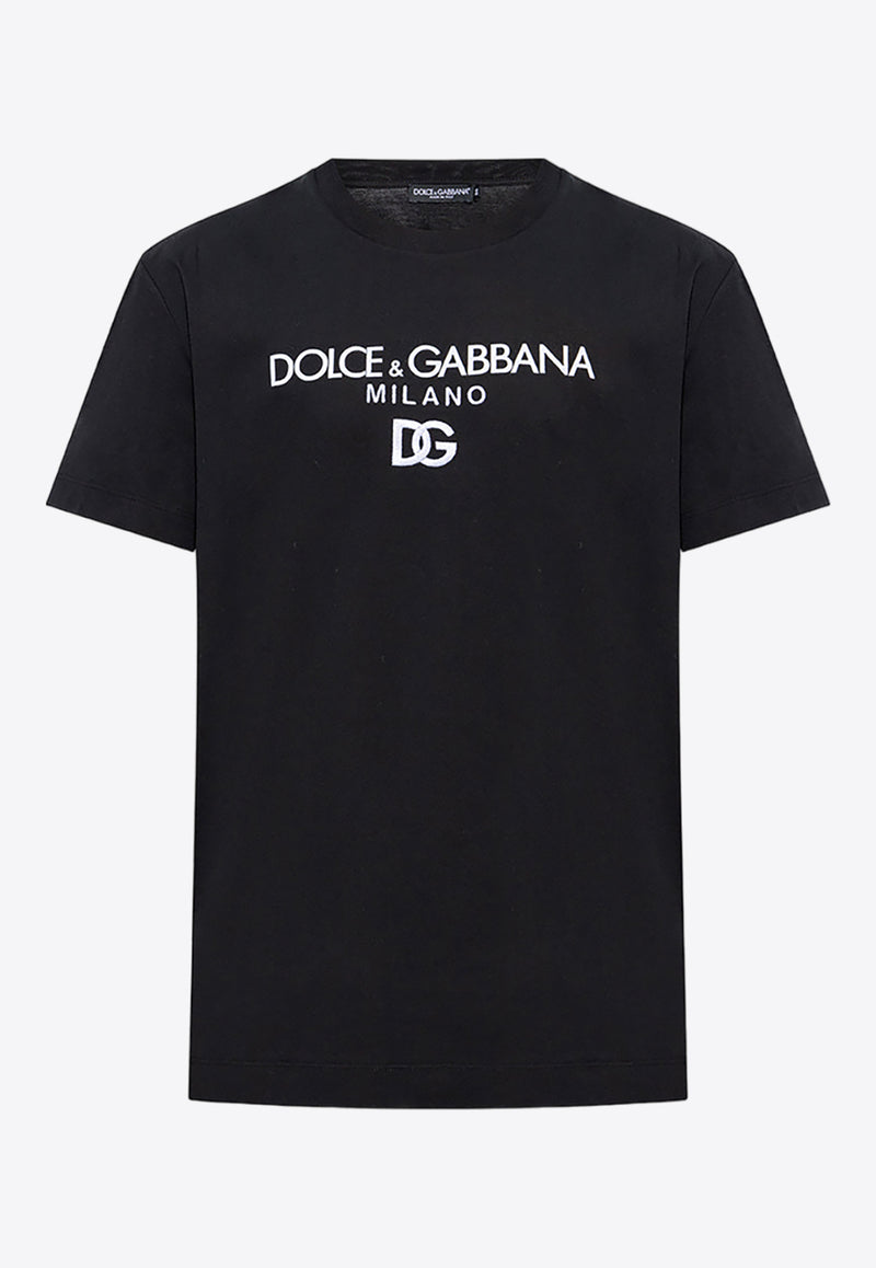 Dolce 
Gabbana Logo Embroidered Crewneck T-shirt Black G8PD7Z G7B9X-N0000