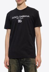 Dolce 
Gabbana Logo Embroidered Crewneck T-shirt Black G8PD7Z G7B9X-N0000