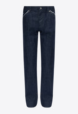 Dolce 
Gabbana Straight-Leg Jeans with Contrast Piping Blue GP04KD G8KF1-S9001