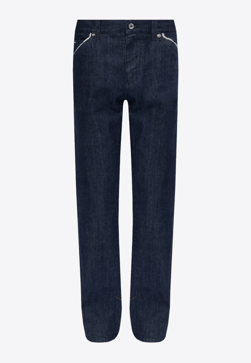 Dolce 
Gabbana Straight-Leg Jeans with Contrast Piping Blue GP04KD G8KF1-S9001