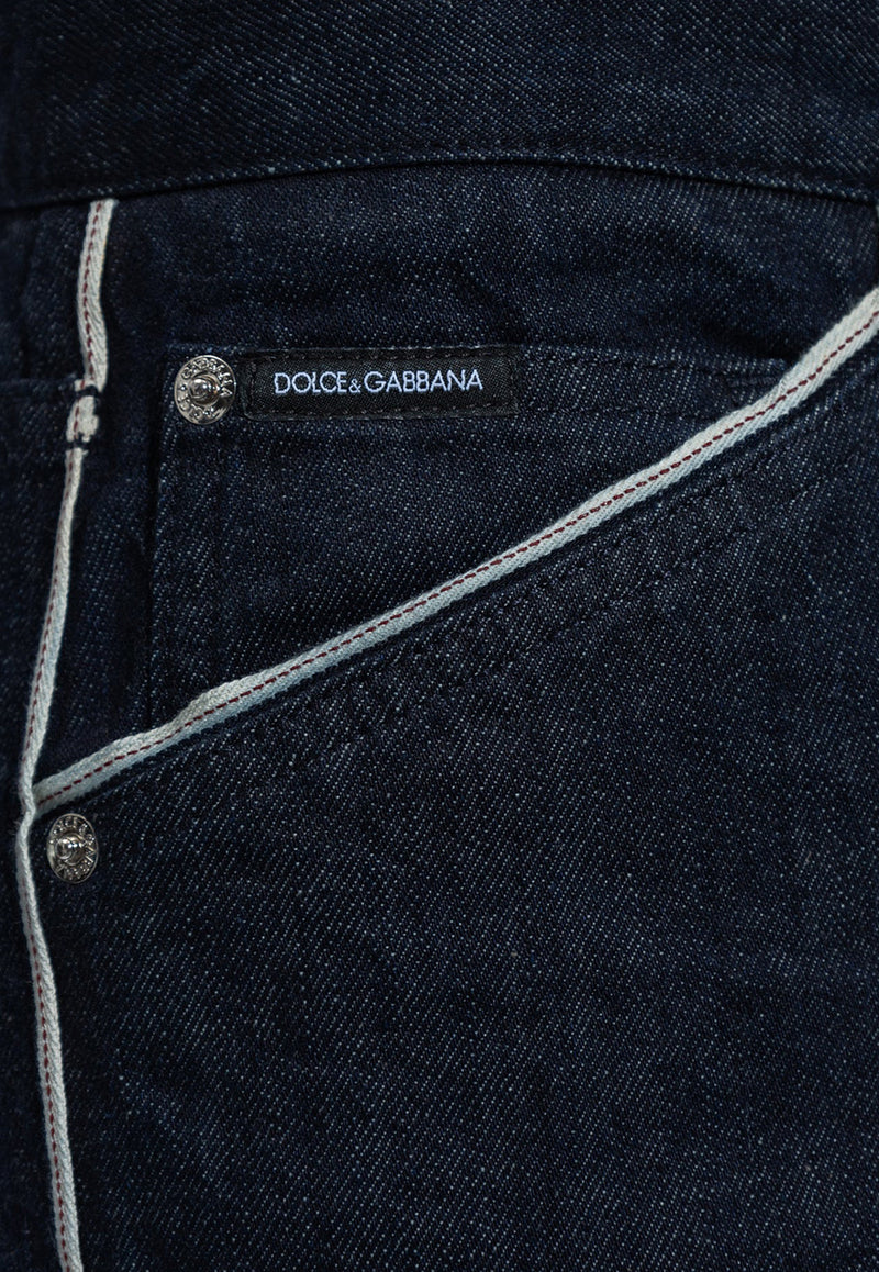 Dolce 
Gabbana Straight-Leg Jeans with Contrast Piping Blue GP04KD G8KF1-S9001