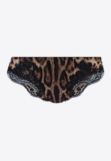 Dolce 
Gabbana Leopard Print Silk-Blend Briefs Brown O2A02T ONO21-HY13M