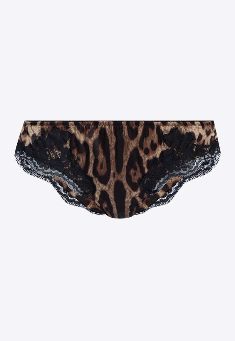 Dolce 
Gabbana Leopard Print Silk-Blend Briefs Brown O2A02T ONO21-HY13M