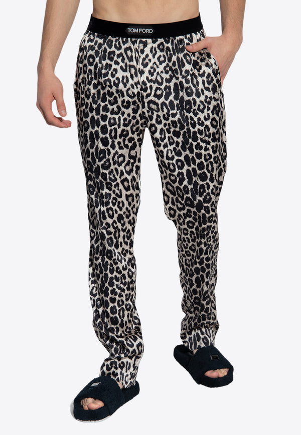 Tom Ford Leopard Print Silk Pajama Pants Multicolor T4H201750 0-278