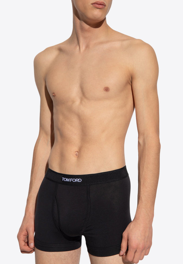 Tom Ford Logo Jacquard Boxer Briefs Black T4LC31410 0-002