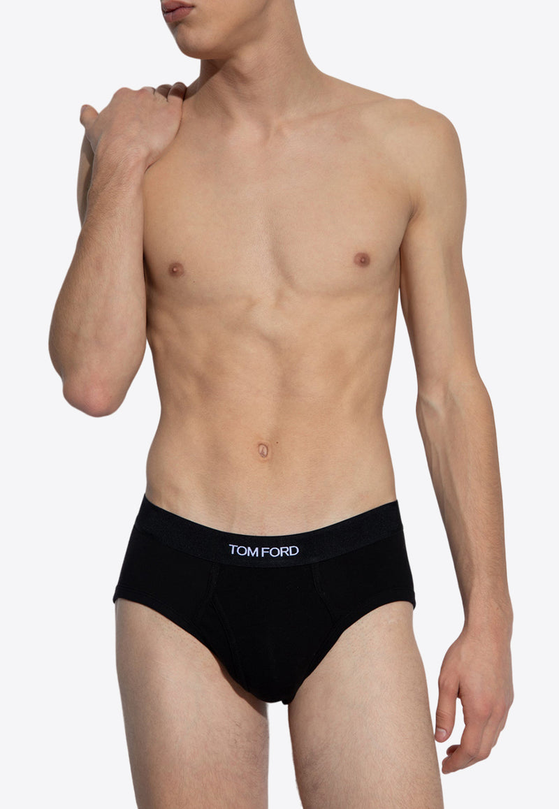 Tom Ford Logo Jacquard Stretch Briefs Black T4LC11040 0-002