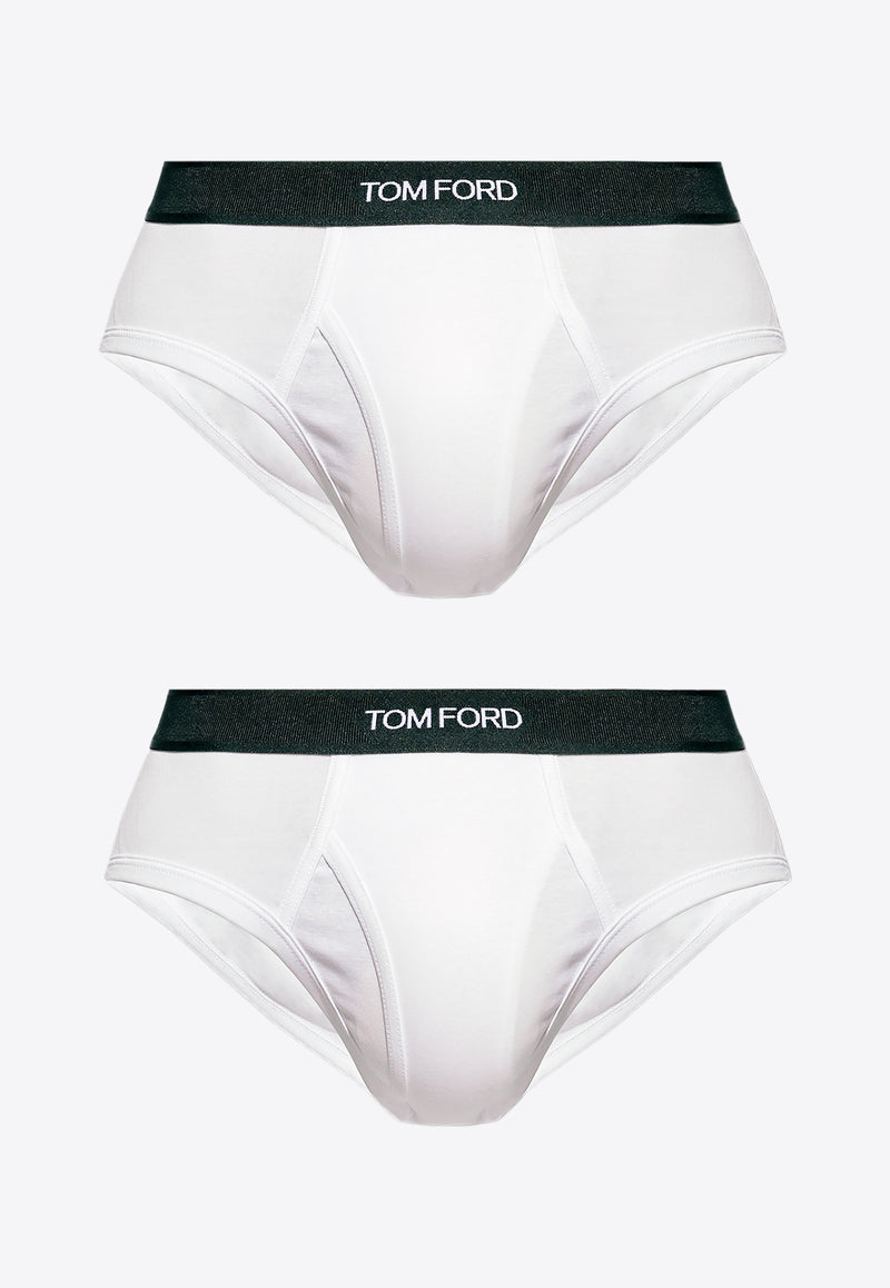 Tom Ford Logo Jacquard Stretch Briefs - Set of 2 White T4XC11040 0-100