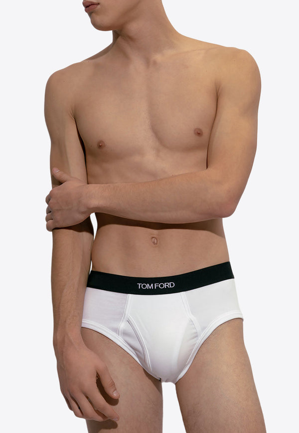 Tom Ford Logo Jacquard Stretch Briefs - Set of 2 White T4XC11040 0-100