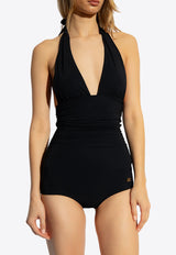 Dolce 
Gabbana Halterneck Ruched One-Piece Swimsuit Black O9A06J ONO12-N0000