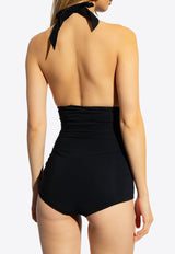 Dolce 
Gabbana Halterneck Ruched One-Piece Swimsuit Black O9A06J ONO12-N0000