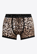 Dolce 
Gabbana Leopard Print Stretch Boxers Brown M4D19J ONO03-HA93M