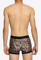 Dolce 
Gabbana Leopard Print Stretch Boxers Brown M4D19J ONO03-HA93M