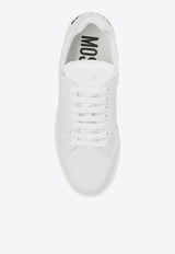 Moschino Logo Embroidered Leather Sneakers White MA15624G1I MF0-100