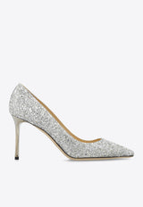 Jimmy Choo Romy 85 Glittered Pumps Silver ROMY 85 CGF-CHAMPAGNE