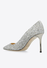 Jimmy Choo Romy 85 Glittered Pumps Silver ROMY 85 CGF-CHAMPAGNE