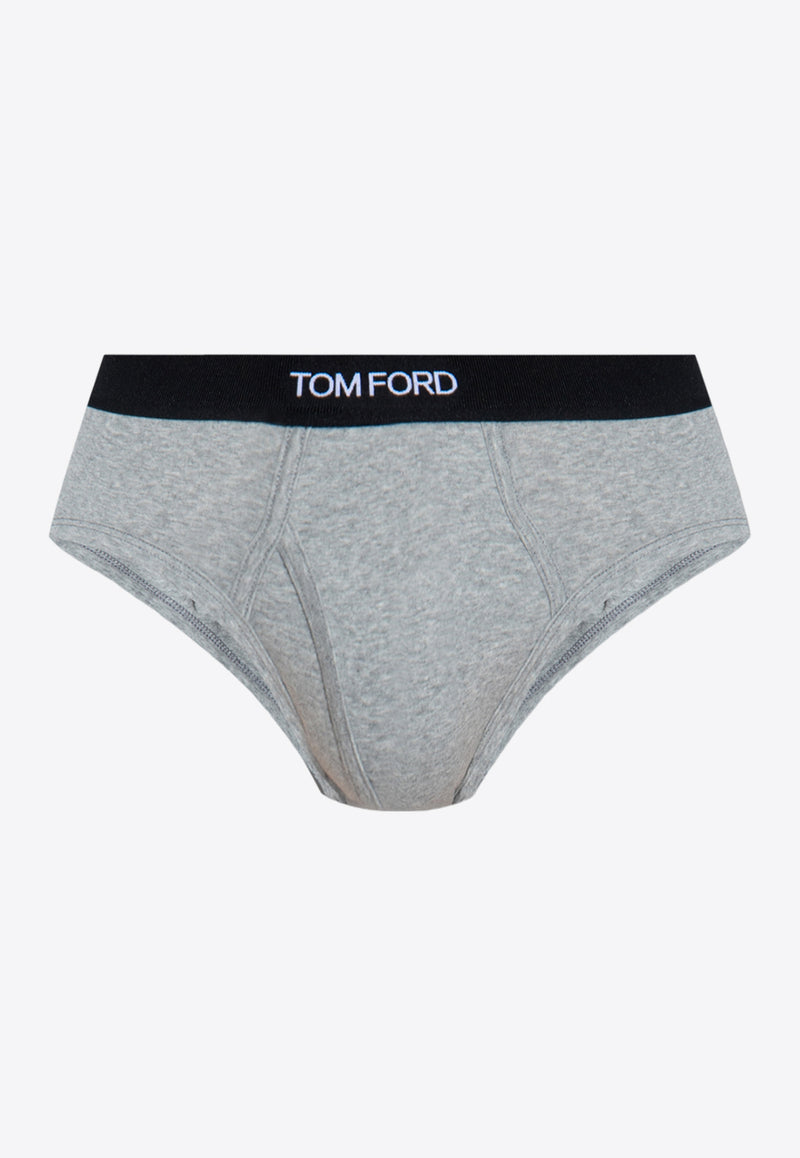 Tom Ford Logo Jacquard Stretch Briefs Gray T4LC11040 0-020