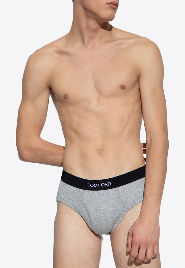 Tom Ford Logo Jacquard Stretch Briefs Gray T4LC11040 0-020